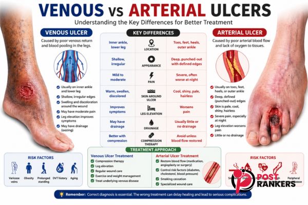 Venous vs Arterial Ulcers: Understanding the Key Differences for Better Treatment Venous vs Arterial Ulcers
