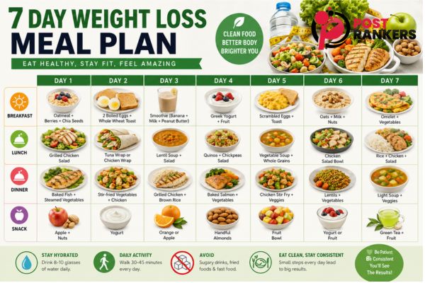 7 Day Weight Loss Meal Plan: A Simple, Realistic Guide to Eating Smart and Losing Weight Naturally 7 Day Weight Loss Meal Plan